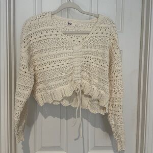 SO Cream Crochet Knit Top